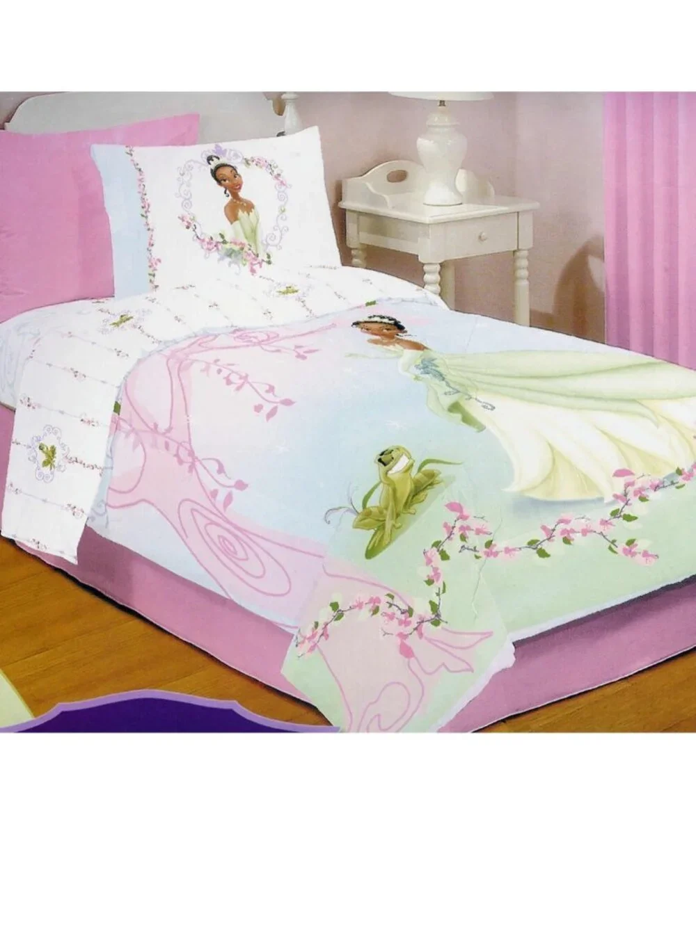 4pc~Twin sz Comforter+Sheet Set~Disney Princess Tiana&The Frog Jazz Orleans~NEW